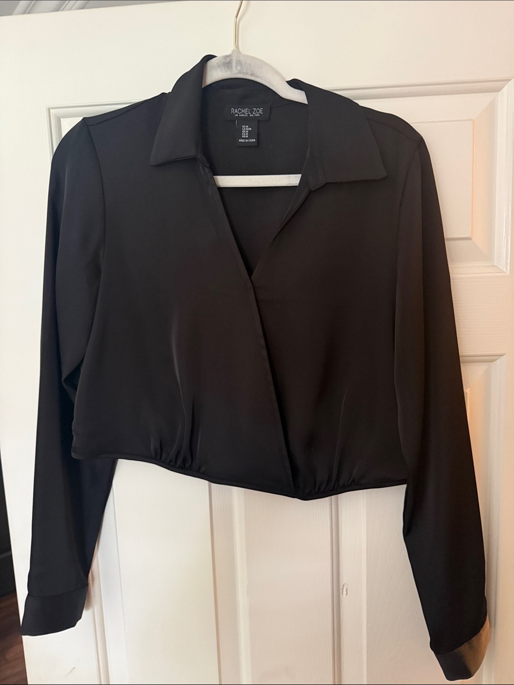 Rachel Zoe Black Cropped Wrap Blouse